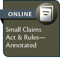 Small Claims Act & Rules: Annotated--ONLINE